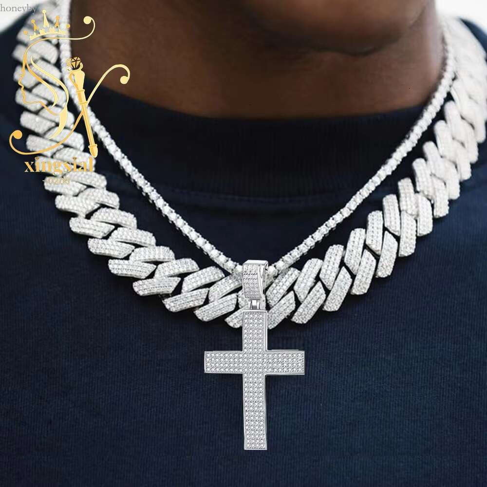 sial Wholesale Chain Mens Jewelry Gift GRA Certificate Sier VVS Moissanite Dia Necklace Cross Pendant