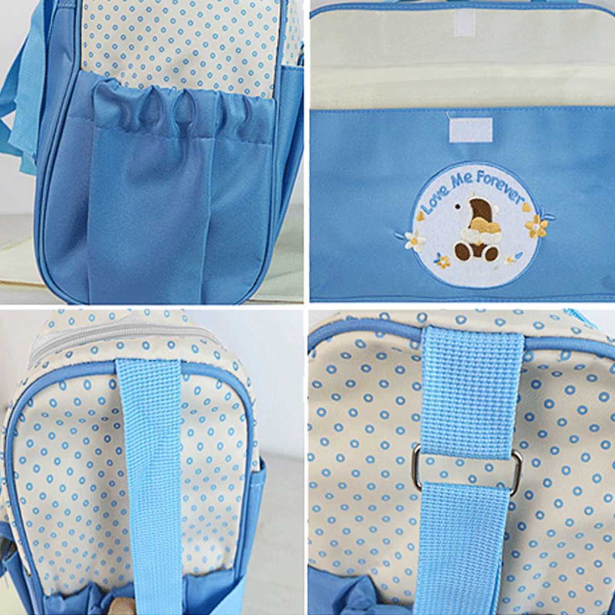Five-piece set Mommy bag fashion large capacity bear cartoon polka dot pattern one shoulder oblique span Mom bag diaper bag W250307