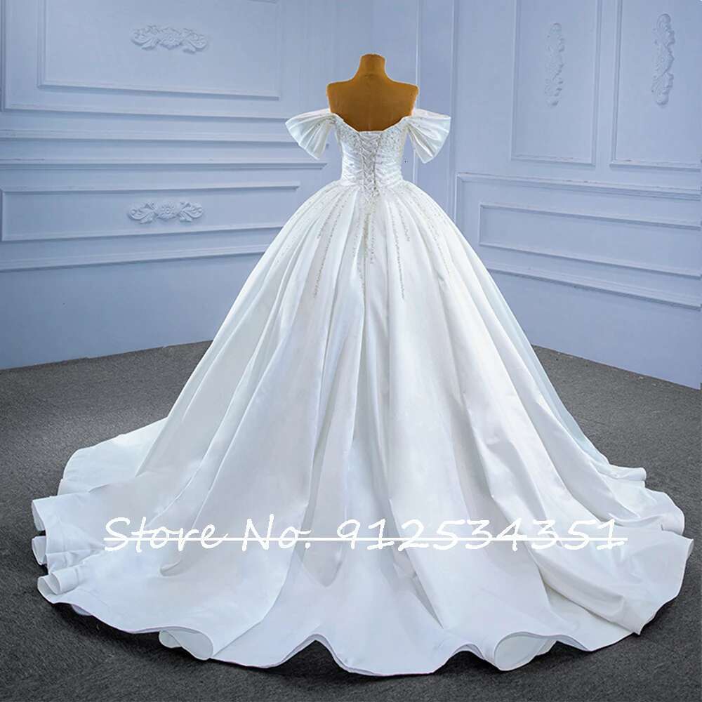 Satin Ball Gown for the Bride, Pleated Wedding Dresses, Bodysuit De o, Trouwjurk Backless, do