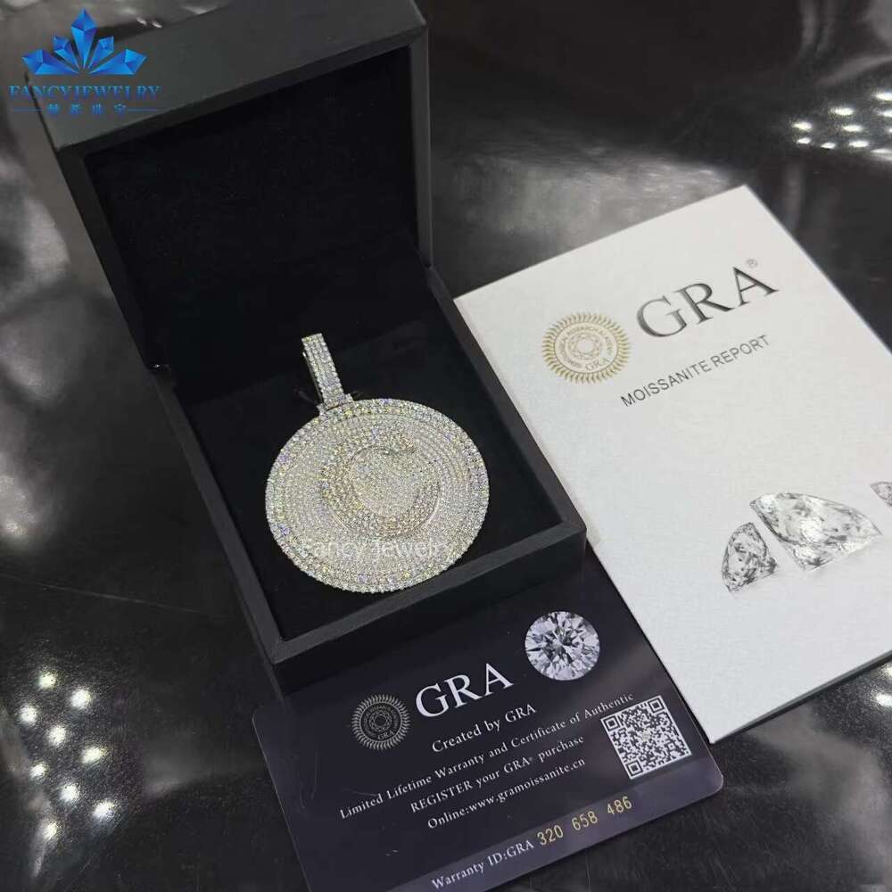 Custom Name Moissaite Pendant Sier Iced Out Round Fully Moissanite Bg Letter C Hip Hop Jewelry