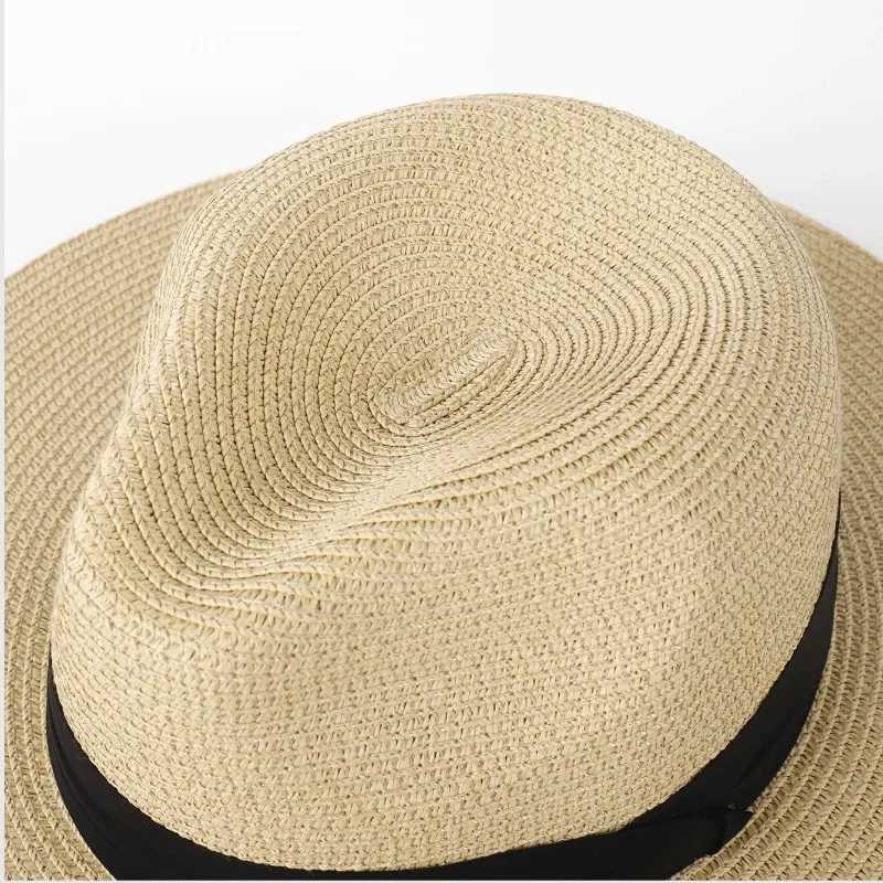 Large size XL61-64cm Panama hat mens beach womens wide Brim straw hat womens summer sun hat Plus size Fedora hat 55-57cm 58-60cm W250307