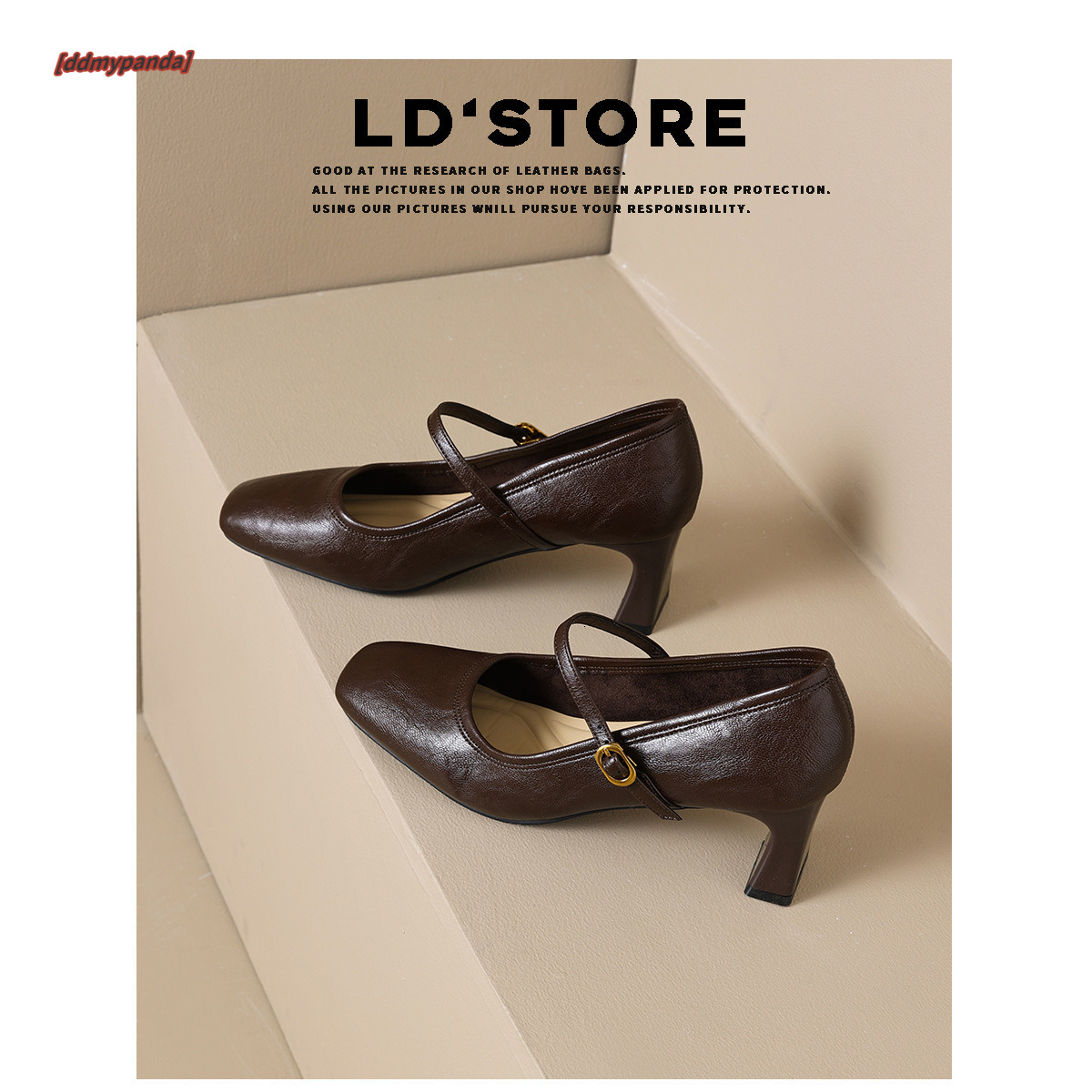 Sheepskin~French Black High Heels 2025 Spring Strap Commuter Coarse Heel Mary Jane Single Shoes #ddmypanda
