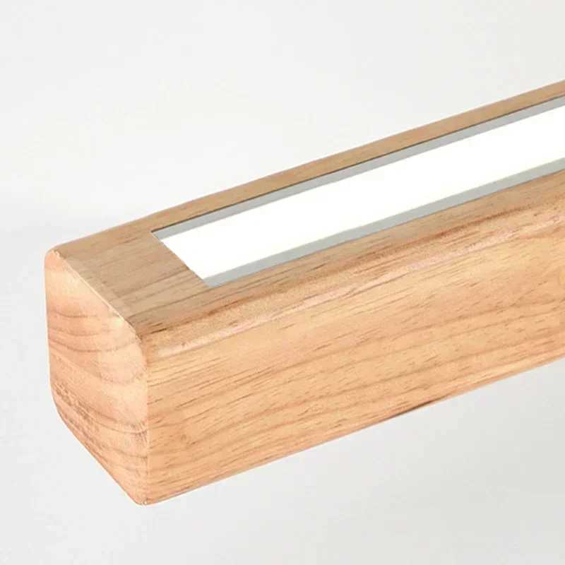 Modern LED Pendant Light wood Long Strip dining table lamp suspension Chandelier for living dining room kitchen lighting fixture X250307
