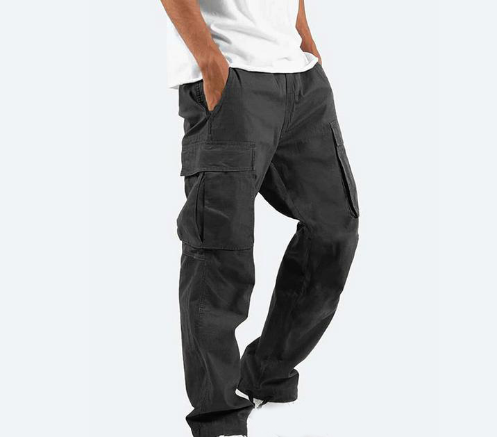 Men's Pants Outdoor Mens Cargo Black Cotton Pure Color Overalls Streetear Men Straight Trouser Pocket Sweatpants 5XL