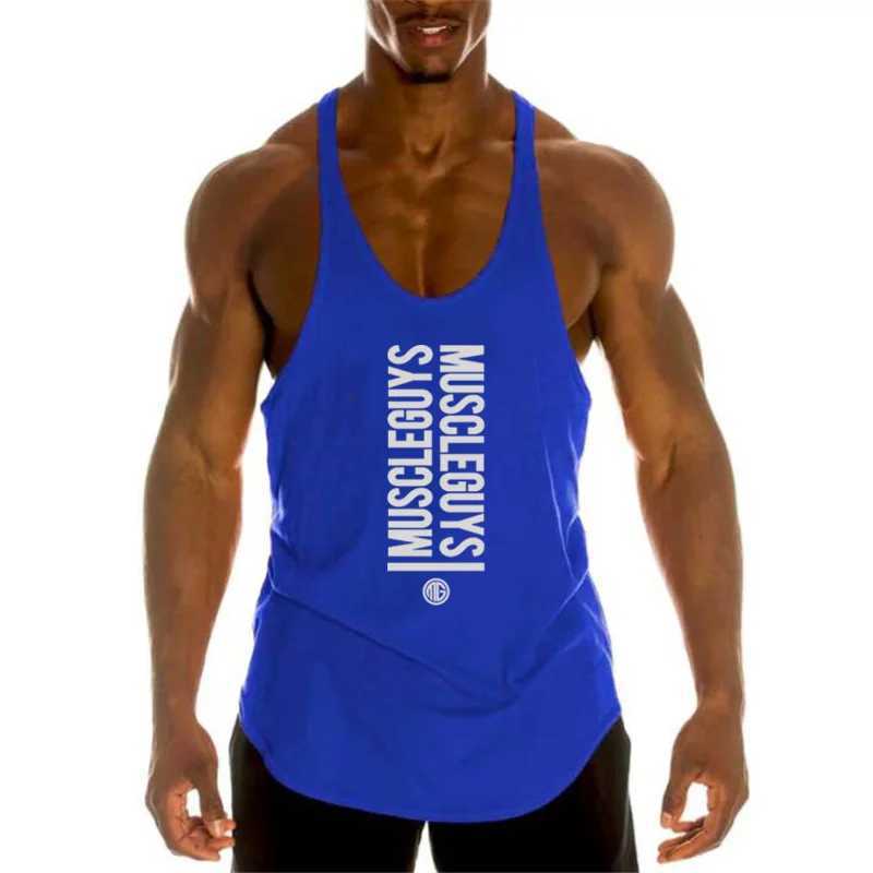 Professional bodybuilding loose Y back 1cm thin shoulder strap Fitness Stringer tank top for gym mensT250318