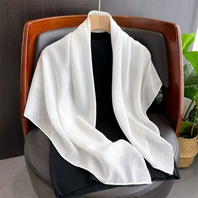 T243 new pure color cotton and linen silk scarf decoration versatile scarf shawl headband