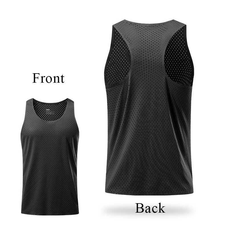 2023 Summer Mens Clothing Solid Color Tank Top Men Mesh Quick Dry Fitness Vest Bodybuilding Gym Clothing Men Sleeveless ShirtsT250318