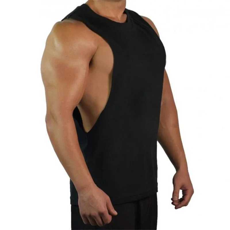 New Blank Sleeveless shirt Muscle Cut Workout Shirt Bodybuilding Tank Top Man Fitness Clothing cotton open sides vestT250318