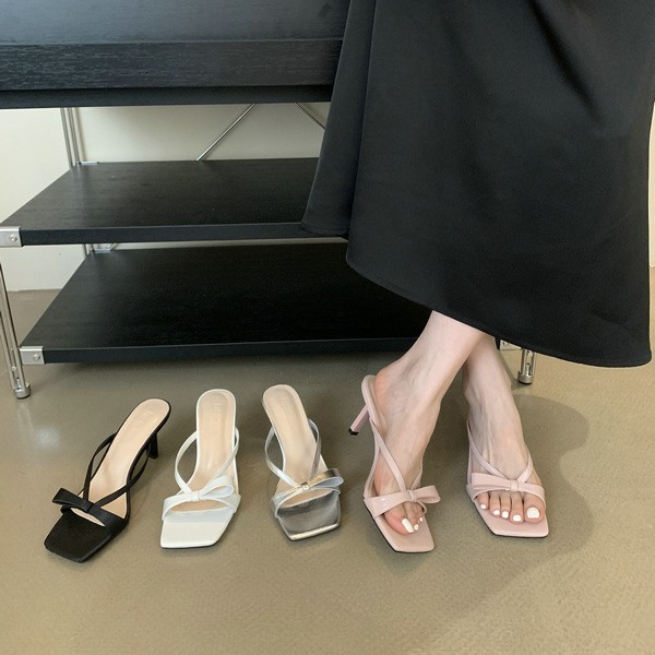 New French square toe high-heeled shoes women in spring and autumn 2025, Roman sandals outerwear, flip flops for versatile use #ddmykukumalu