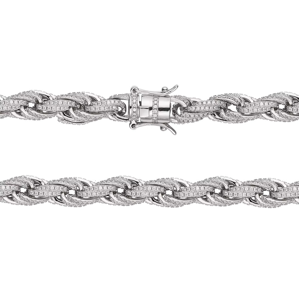 Customized Bulk Size 6mm 8mm 10mm Iced Out Cz Moissanite Rope Chain 925 Sterling Silver HipHop Jewelry Moissanite Cuban Necklace