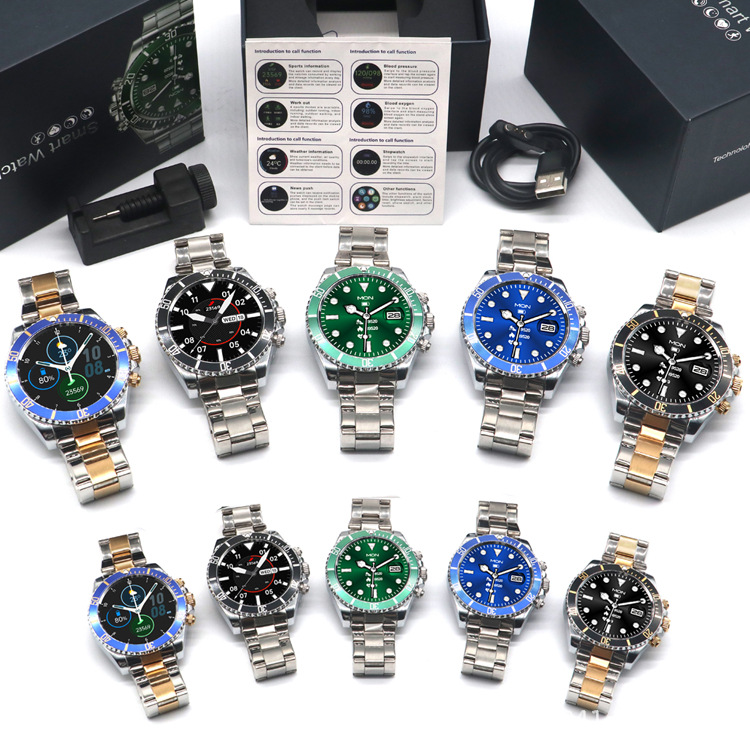 Stainless Steel Smart Sports Watch with Fitness Tracking & Notifications
