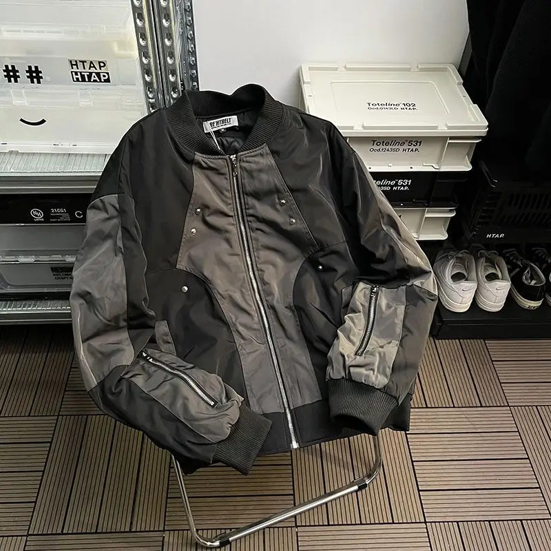 American functional color zipper pilot jacket mens trend loose n sense niche 250225