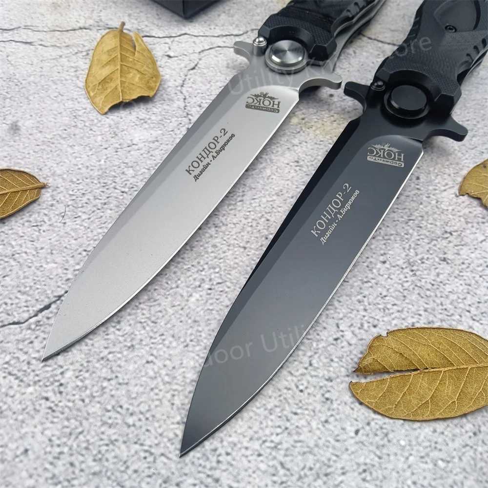 Tactical Russian HOKC military folding pocket knife hunting G10 hand D2 steel self density wild survival flipping knife giftXJ250307