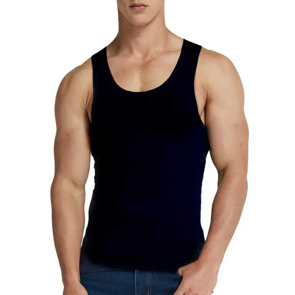High Elastic Mens Sleeveless Vest Seamless Ice Silk Top For Sports And Leisure White/Black/Navy Blue/Claret/Gray/Water BlueT250318