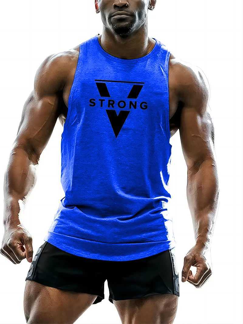 Simple Geometric Triangle Pattern Mens Tank Tops Fashion Gym T-shirt Man Summer Comfortable Breathable Sports Tees Fitness VestT250318
