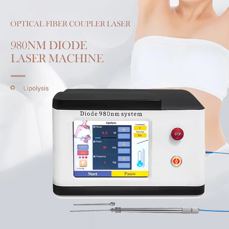Top Notched 980nm Diode Laser Lipolysis Device for Weight Loss Body Slimming 980 1470 Optic-fiber Coupling Skin Tightening Face Line Sculpting Machine