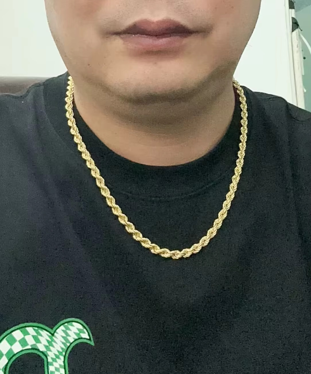 Nice Jewelry 5mm Width AU750 18 Karat Pure Gold Diamond Cut Rope Chain Necklace Jewelry Custom Real Gold 18K Yellow Solid Gold L