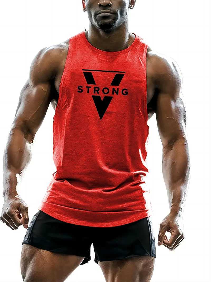 Simple Geometric Triangle Pattern Mens Tank Tops Fashion Gym T-shirt Man Summer Comfortable Breathable Sports Tees Fitness VestT250318