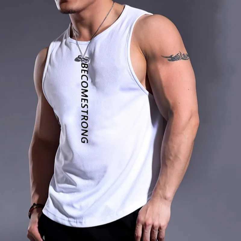 Mens Muscle Tank Tops Mash Fabric Quick Dry Sleeveless Shirts Cut Off Slim Fit Bodybuilding Gym Tees SingletT250318