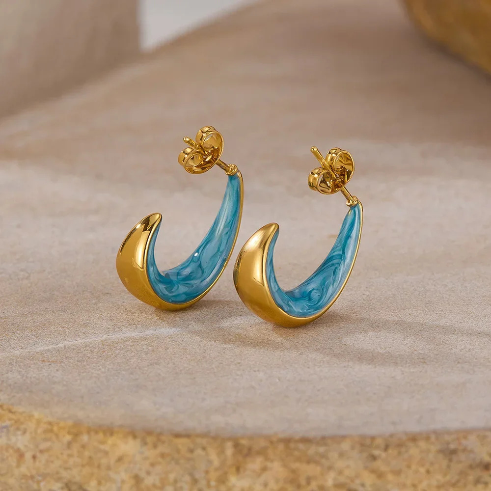 Stainless Steel Fashionable High-end Exquisite Drip Oil Earrings for Women 250303