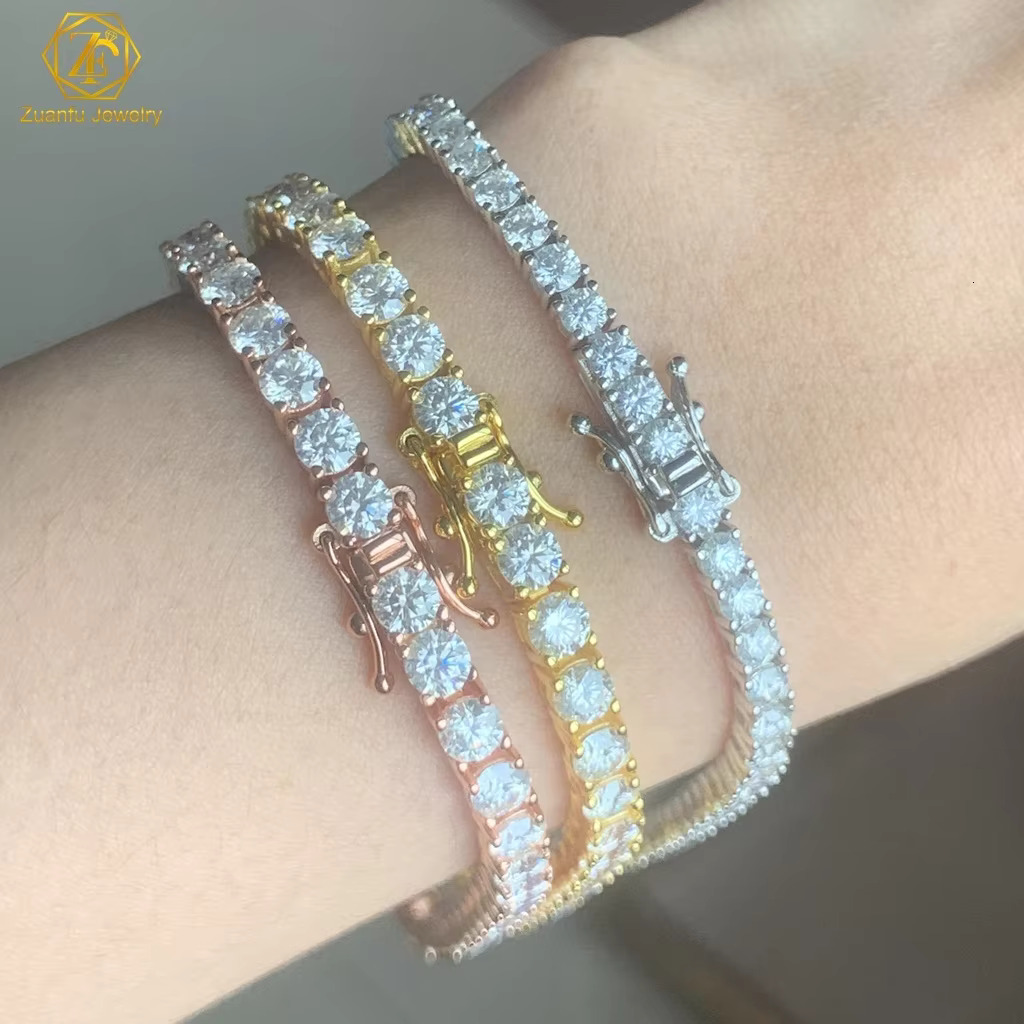 Wholesale 10k Gold Diamond Tennis Chain 2mm 3mm 4mm 5mm HPHT DEF Lab Grown Diamond Tennis Bracelet