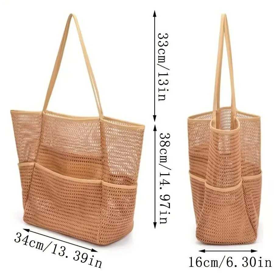 Large Beach Tote Bags Fashion Summer Double Layer Protable Mesh Bag Bathing Pool Toiletries Storage Beach Bag For Women Travel Z250307