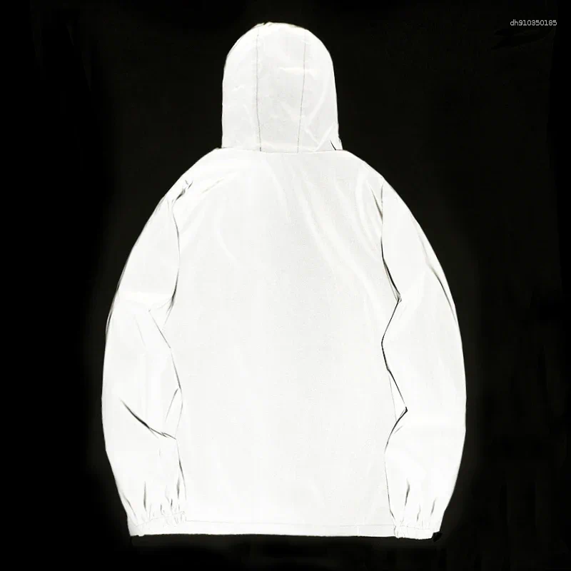Men's Jackets Night Reflective Fashion Outwear Hooded Coats Windproof Waterproof Couple Clothes Hip Hop Streetwear
