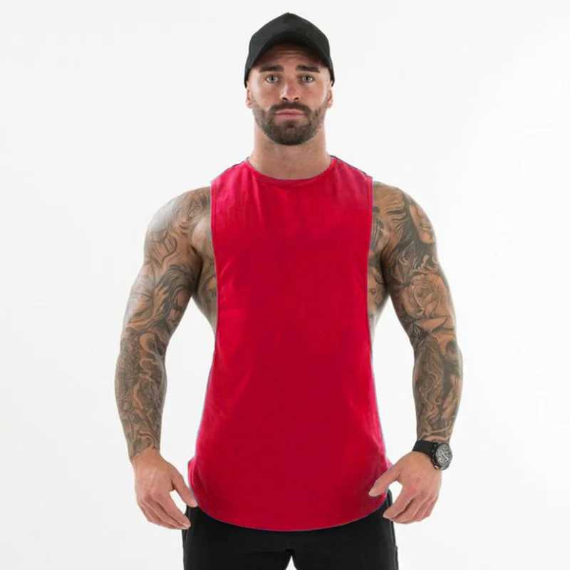 Plain Bodybuilding Clothing Fitness Mens Flow Cut Off T-shirts Dropped Armholes Gym Tank Tops Workout Sleeveless Vest TanktopT250318