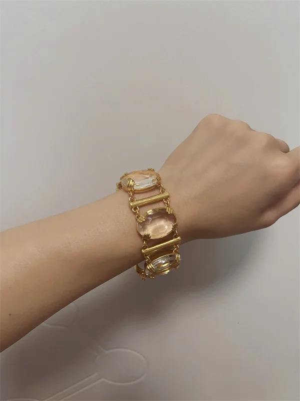 Brass Chunky Clear Beads Bracelet Women Men Lover Jewelry er T Show Runway Gown INS Japan Korean 250303