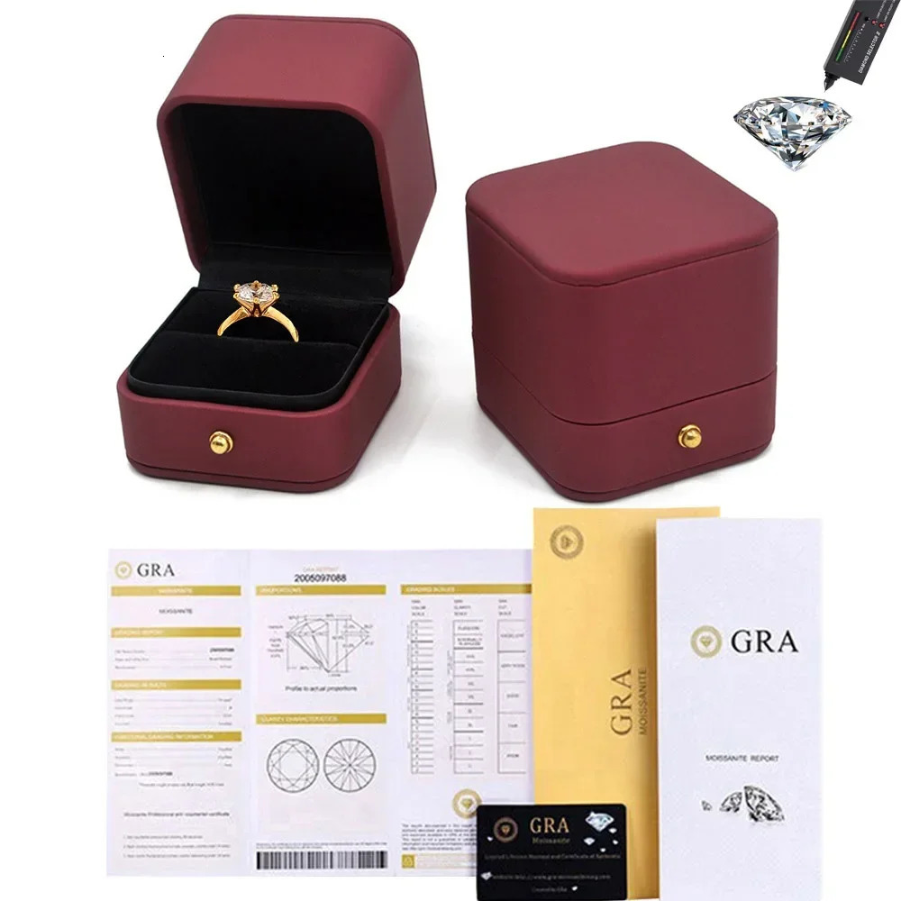 Real D Color 18K Gold Engagement Rings for Women Wedding Jewelry 250318