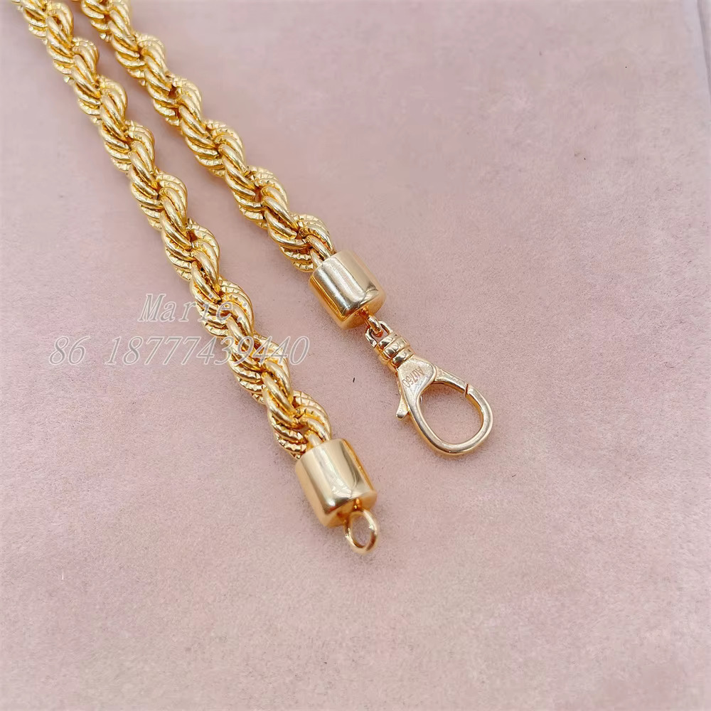 Nice Jewelry 5mm Width AU750 18 Karat Pure Gold Diamond Cut Rope Chain Necklace Jewelry Custom Real Gold 18K Yellow Solid Gold L
