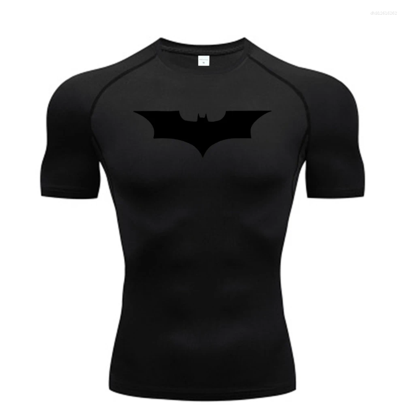 Men's T Shirts Bat Printed Tight T-Shirt Running Compression Shirt Fitness Jogging Short Sleeve Male Casual Tops