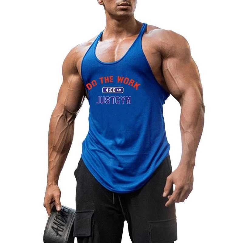 Brand Fitness Bodybuilding Printed Round Neck Summer Mens Fashion Casual Breathable Sportswear Tank TopT250318