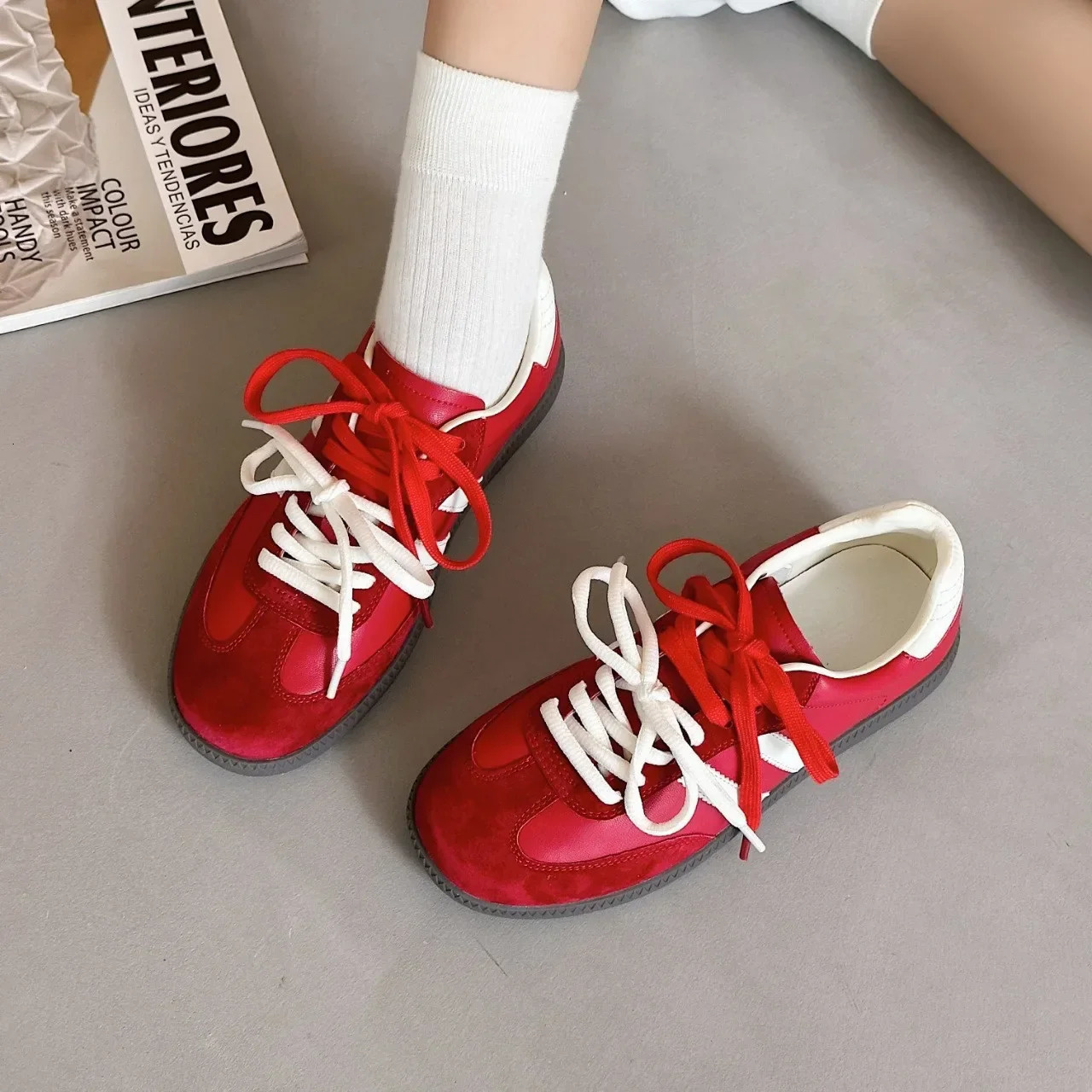 Women Tennis Sneakers Flats Ladies Fashion Mixed Colors Lace-up Vulcanized Shoes Spring Autumn Woman Outdoor Trainers Footwear 250304