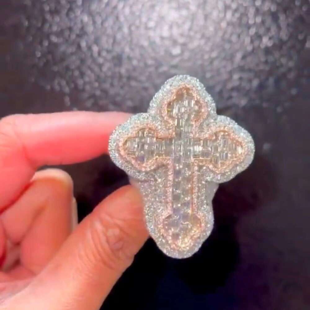 Pure Sier Boutique Jewelry Hip-Hop Cross Shaped Ring High-Quality Vvs Chilled Mens Moissanite Ring