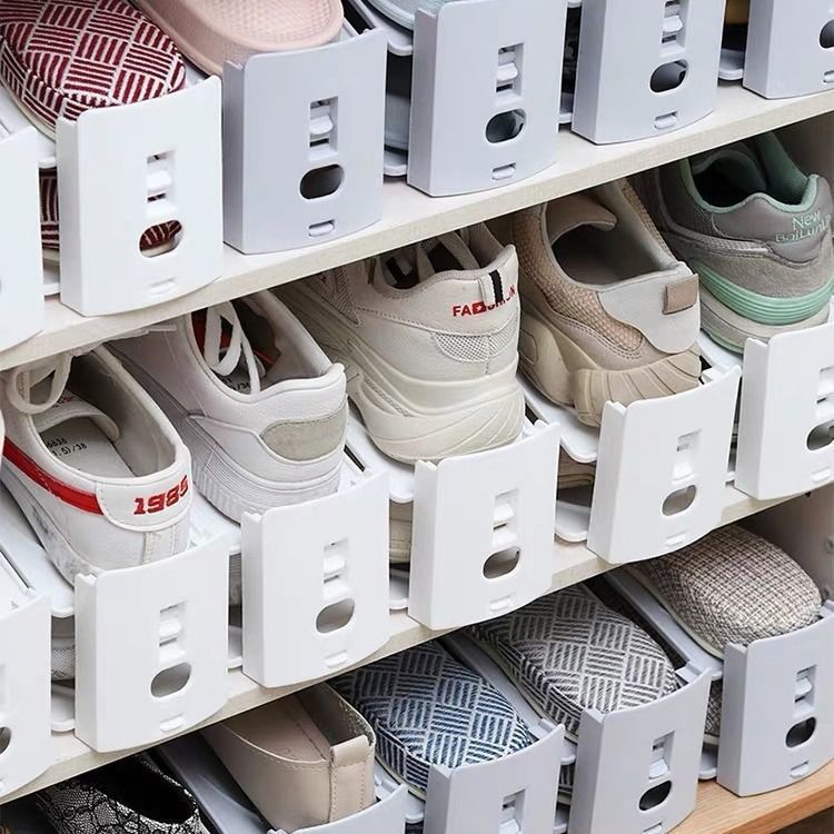 Shoe storage rack Double-layer shoe support three adjustable household dormitory decoration accessories slippers shoes cabinet shoe