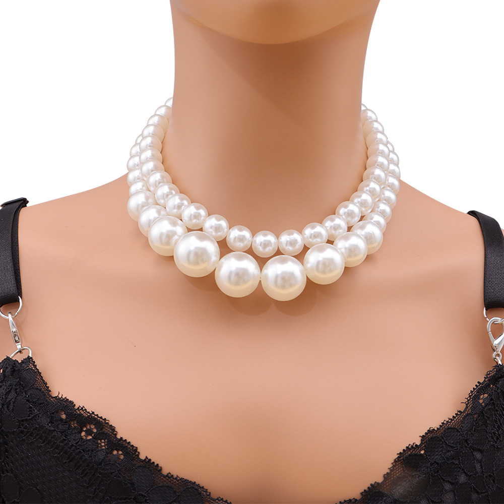 Hundreds of collarbone chain multi-layer beaded necklace female exaggerated large pearl temperament in Europe and the United States jewelry