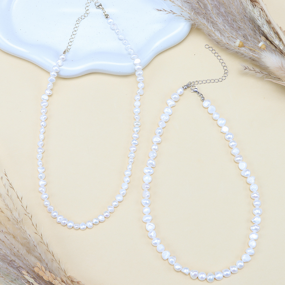 Irregular white pearl temperament elegant luxury versatile fashion classic trend atmospheric jewelry