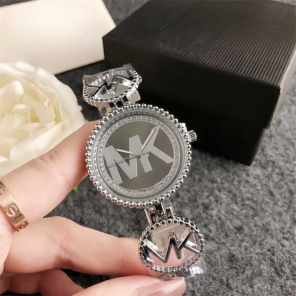 Wristwatches Fashionable and trendy bracelet wrapped with MK diamond inlaid womens bracelet student quartz watch white-collar socialite watch H25306