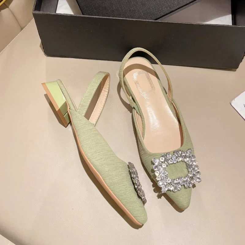 Beige Heeled Sandals Clear Shoes 2024 Wens Black Rhine Medium Pointed Closed New Spring Gladiator Block Girls Y250307