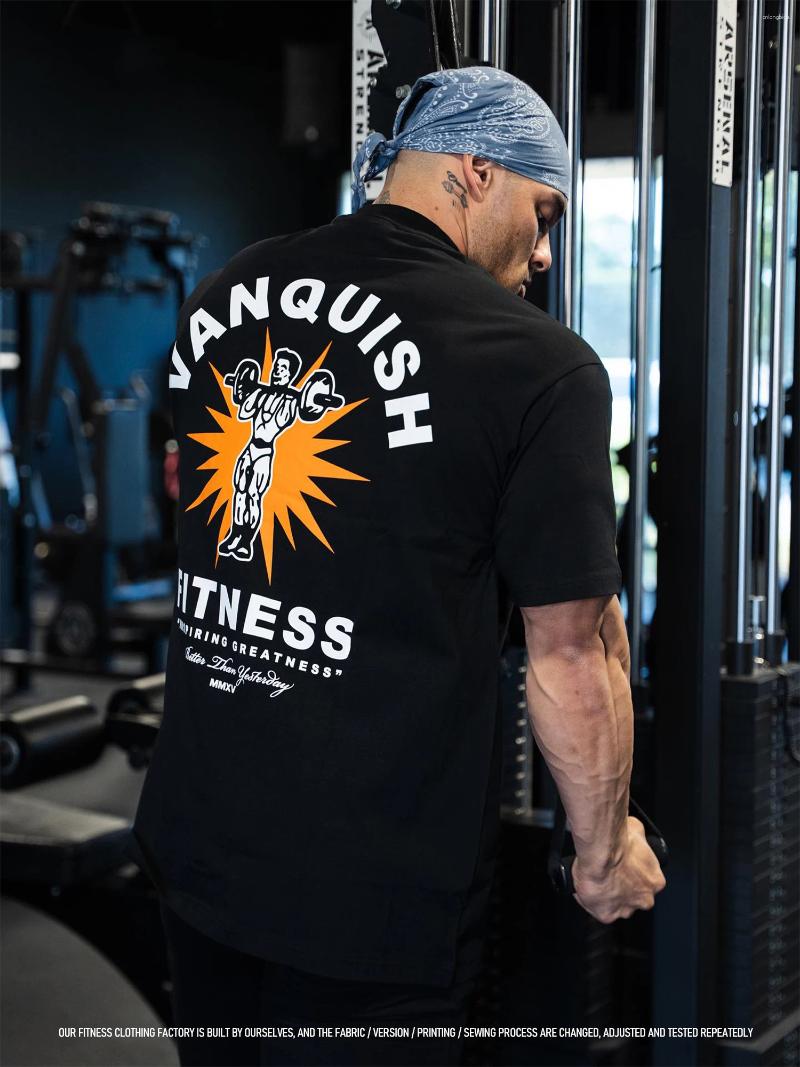 Mens T Shirts Bodybuilding Simple Printed Summer Short Sleeve T-shirt Cotton Casual Oversize Sports Running Tshirts Tops