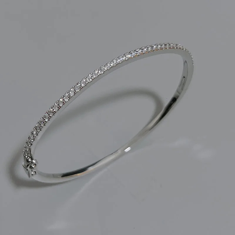 Top Quality Fashion Lovely Bangle Pure Sterling 925 Silver Jewelry For Women Bangle Cute Diamond Party Gift Jewelry Size6 250303