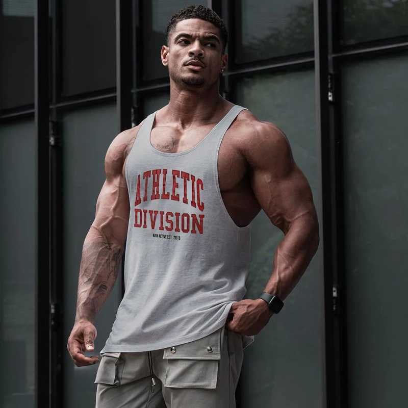 Summer new fashion printed mens vest cotton casual top Jogger Gym workout Fitness sportswear mens wearT250318