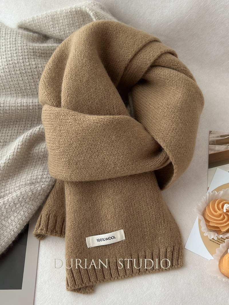 cashmere scarf new solid color versatile mens and womens winter warm knitted scarf241007