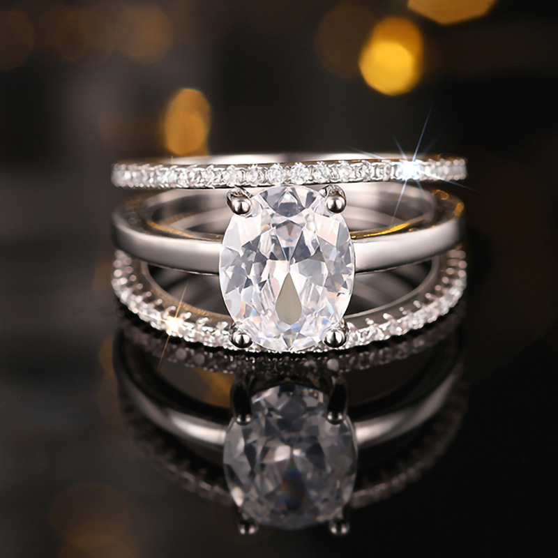 Elegant Brand Wedding Rings Vintage Jewelry 925 Sterling Silver Gold Fill Oval Cut White Cubic Designer Zircon CZ Diamond Party Eternity Women Bride R