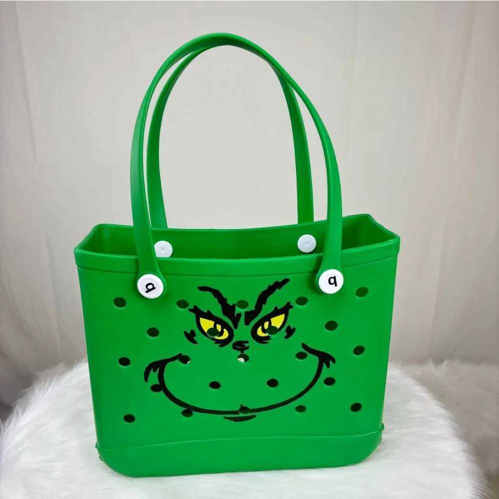 Halloween Pumpkin Bag Christmas Green Hair Monster Bag European and American Ladies Open Tote Bag EVA Beach Bag Z250307