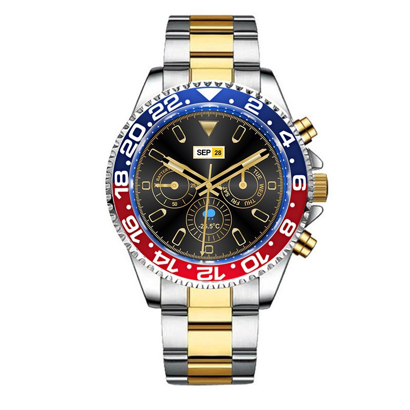 Stainless Steel Smart Sports Watch with Fitness Tracking & Notifications