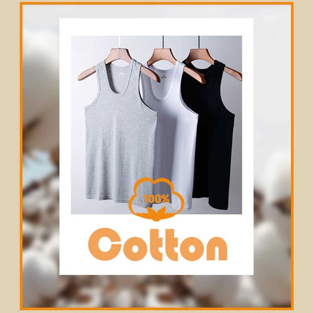 Summer Mens 100% Cotton Vest Sexy Underwear Sleeveless Tank Top Undershirts Breathable Gym Clothing Bodybuilding Tops T-shirtsT250318