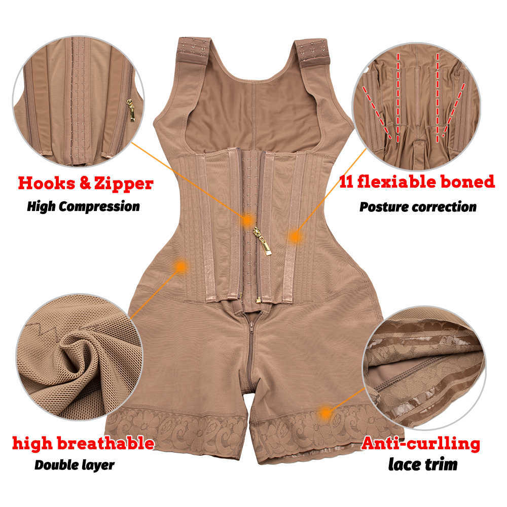 Hot Sale Steel Bones Fajas Colombian Belt Bodysuit Waist Trainer Post Operative Girdles Slimming Shapewear Tummy Control Shaper