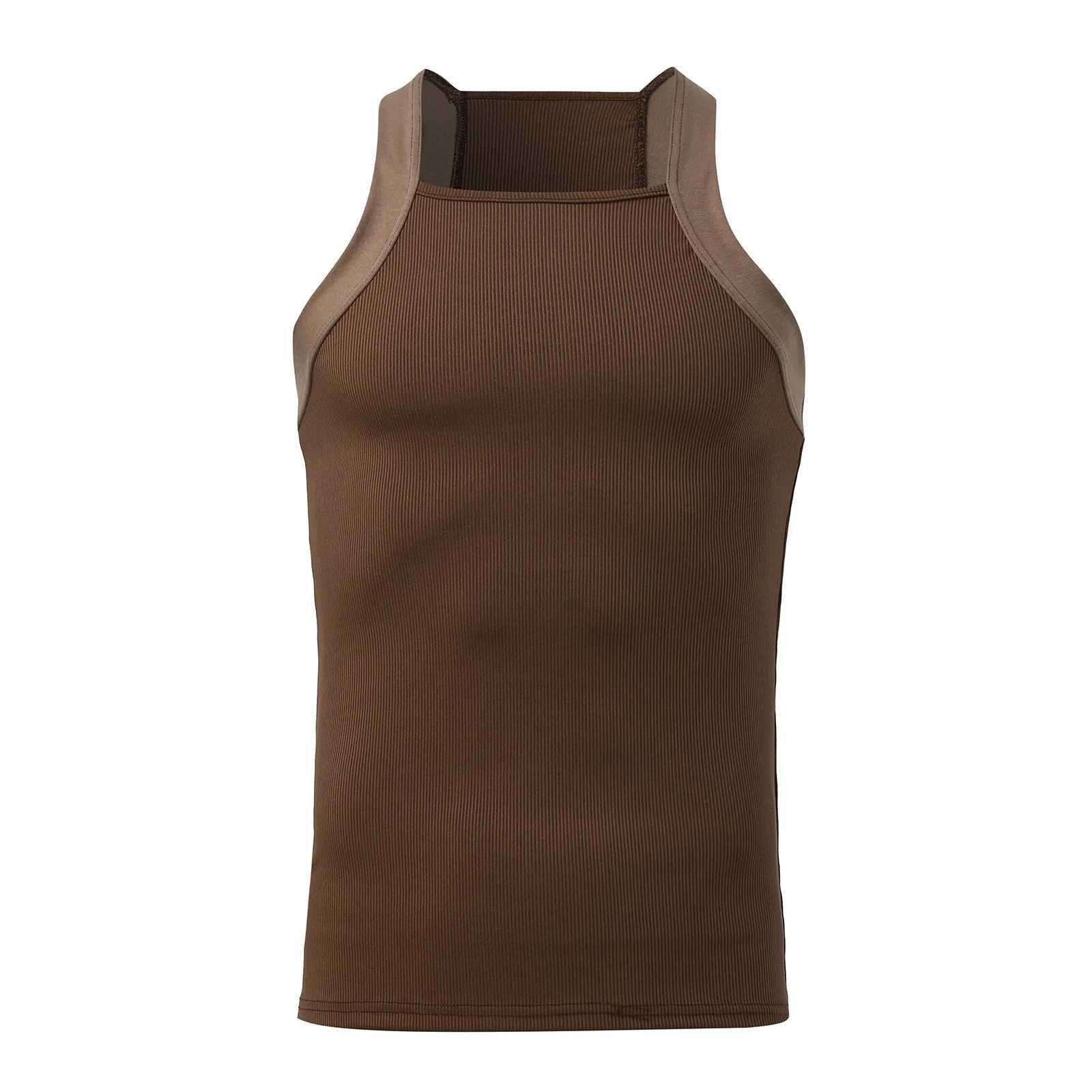 2024 Men Tank Tops Mesh Hollow Out Solid V Neck Sleeveless Streetwear Male Vests Transparent Summer Fashion Men ClothingT250318